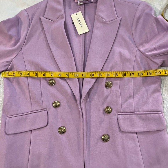 On 34 Th Womens Stretch Gold Button Lilac Purple Carrier Formal Blazer M NWT - Picture 11 of 13